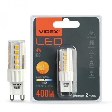 Светодиодная лампа Videx G9 4 Вт 4100K (VL-G9S-04224) LED лампа VIDEX 4 Вт G9 4100K (VL-G9S-04224) фото