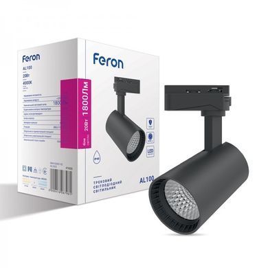 Трековый светильник Feron AL100 20 Вт, 4000К, 1800 Лм, черный 41606 фото
