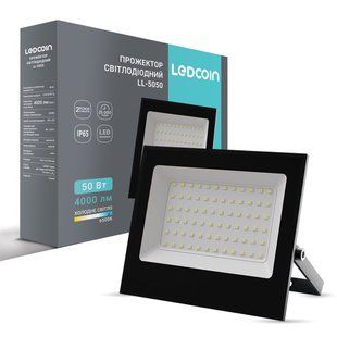 Світлодіодний прожектор Ledcoin LL-5050 50Вт 6500K чорний 80482 фото